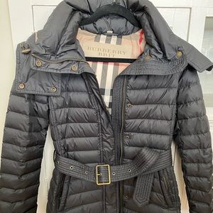 Burberry Belted Puffer Dark Navy Jacket Size XS
